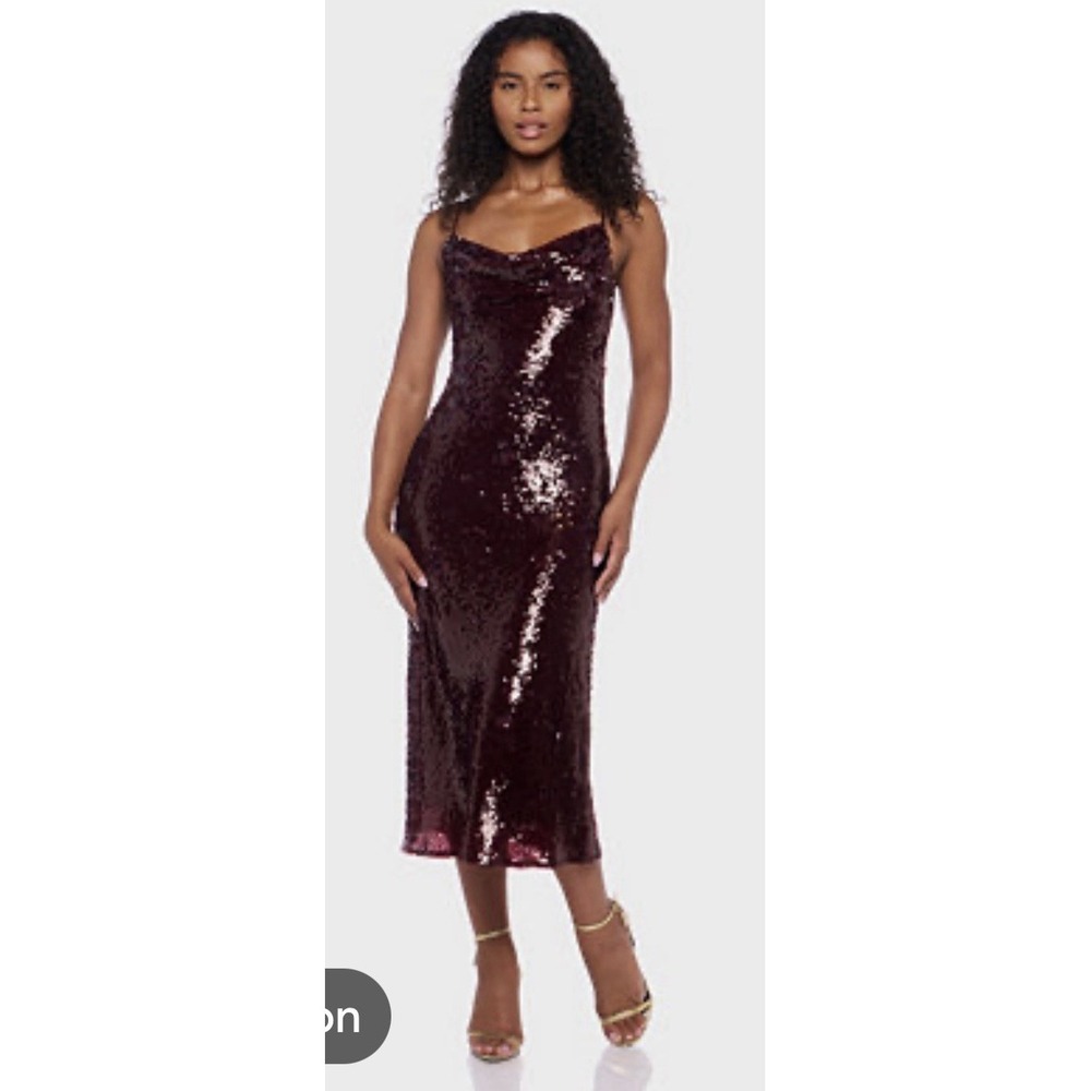 Alex & Sophia Juniors' Sequined Mesh Midi Dress Burgundy Size XXS $99‎ Red Slim